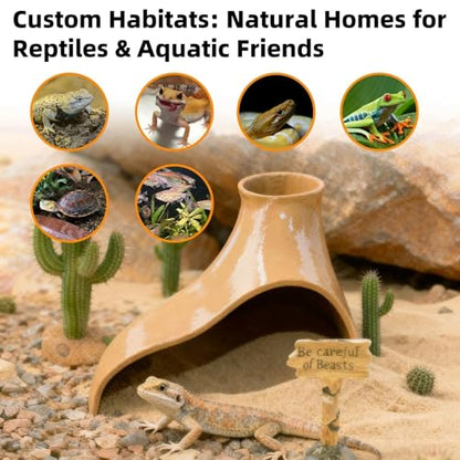 Reptile Underground Corner Cave Viewing Lizard Hideout | Reptile Hideout, Leopard Snake Gecko Hideout Habitat Tank Enrichment Reptile Decoration Accessories Toys Ornaments Supplies