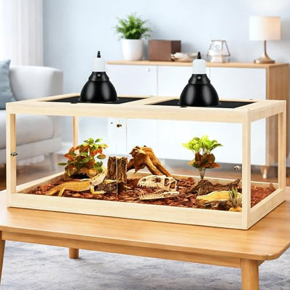 82 Gallon Bearded Dragon Tank, 48 x 20 x 20 Inch Tempered Glass Reptile Enclosure with Metal Mesh Top, Lockable Sliding Front Doors, Large Lizard and Snake Terrarium, Oak - color: Oak, size: 82 Gallon (48x19.5x19.5 Inch)