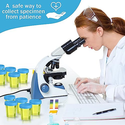 Geiserailie 100 Pcs Urine Cups 4oz Disposable Specimen Container,Blue | Pee Cups for Testing, Leak Proof Screw on Lids for Safe Urinalysis Pee Stool Sample Collection Analysis - color: Blue