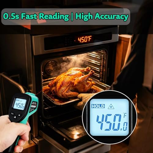 Infrared Thermometer Gun -58℉~1022℉, Digital Laser Grilling Thermometer | Surface Thermometer Gun Griddle Accessories, LCD Backlit Display Temp Gun with Hard Carrying Case Gift for Men and Dad, Green - color: Green