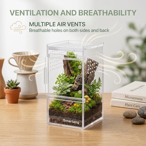 【Pre-Assembled】 Jumping Spider Enclosure(3"×3"×6") Front Above Opening Praying Mantis Habitat, Jumping Spider Habitat, Arboreal Tarantula Enclosure, Insect Terrarium,Acrylic Terrarium - size: 3.0"L x 3.0"W x 6.0"H