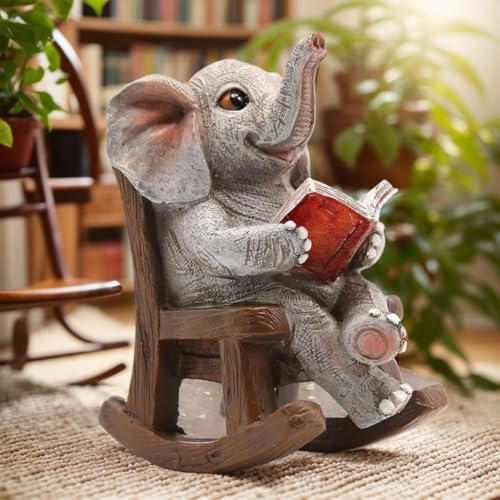 FOXMIS Garden Statues Elephant Outdoor Decor Lights, Lucky Miniature Elephant Statue Solar Garden Decor for Patio,Porch,Home Yard Decor Elephant Gifts for Mom,Women, 2.04"x3.34"x3.93" - color: Gray