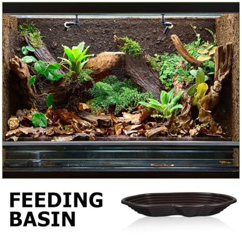 Kisangel Large Turtle Bathing Pool with Ramp 15.35X10.43X1.77In Reptile Water Bowl Tortoise Ramp Platform for Bearded Dragon Gecko Snake Lizard Habitat Accessory