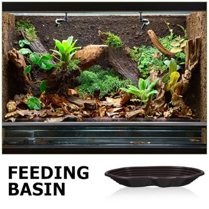 Kisangel Large Turtle Bathing Pool with Ramp 15.35X10.43X1.77In Reptile Water Bowl Tortoise Ramp Platform for Bearded Dragon Gecko Snake Lizard Habitat Accessory
