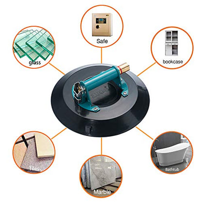12" Heavy Duty Vacuum Suction Cup for Granite & Glass Lifting, Glass Suction Cup Vacuum Lifter with Metal Handle and Brass Pump,900lbs Load Capacity (12-Mental) - size: 12" 900lbs Capacity Suction Cup