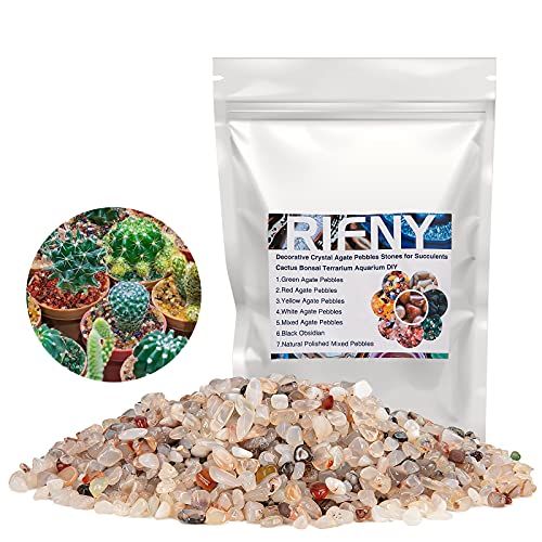 Decorative Polished Rocks, RIFNY 0.3" Gravel Rocks Crushed Crystal for Plant Flower Pots Succulents Cactus Bamboo Plant Vase Filler Aquarium Fish Tank Decorations and DIY Craft (1.5 LB, White) | for Plant Flower Pots Succulents Cactus Plant Vase Filler Aq