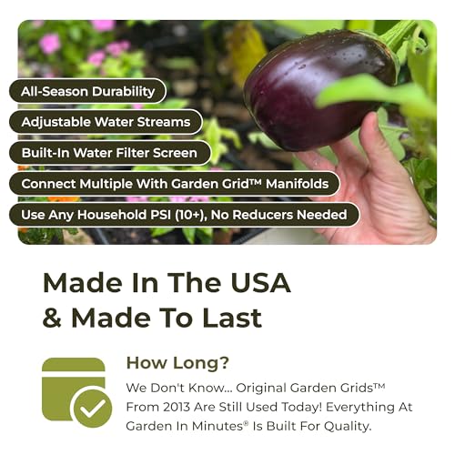 Garden Grid 2x4 | Drip Irrigation System for Raised Beds | Pre-Assembled | 1-Min Setup Garden Drip Irrigation System; Full-Coverage, No Dry Spots; USA-Made; Lasts Years Longer Than Drip Kits; 22.5x44" - size: 2x4, style: Standard