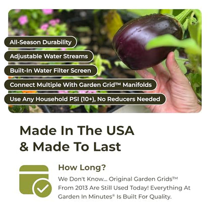 Garden Grid 2x4 | Drip Irrigation System for Raised Beds | Pre-Assembled | 1-Min Setup Garden Drip Irrigation System; Full-Coverage, No Dry Spots; USA-Made; Lasts Years Longer Than Drip Kits; 22.5x44" - size: 2x4, style: Standard