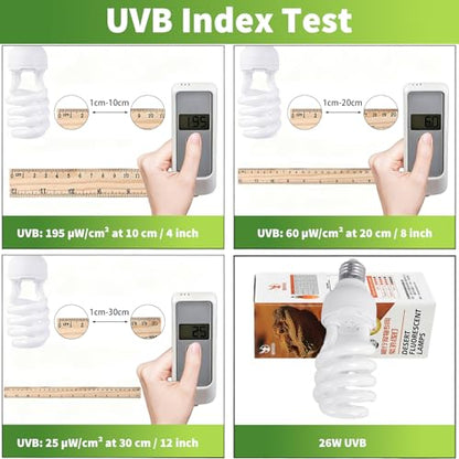 5 Pcs Uvb Reptile Light 10.0 26 W Compact Fluorescent Simulation Color Uvb Bulb for Turtle Bearded Dragon Lizard Gecko Desert Tropical Sub Tropical Reptiles