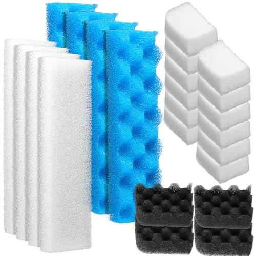 Threlaco 24 Pcs Compatible with Fluval 406/407 Aquarium Filters Sponge Set, Including Foam Pad, Water Polishing Pad, Foam Max, for Replacement Filter Media (Compatible with Fluval 406/407) - style: 406/407