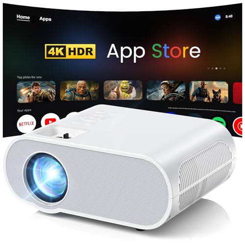 4K Projector with WiFi and Bluetooth, 1500 ANSI Google TV Projector | Google TV, 4K Supported Video projector, Built-in Apps/Speakers, Outdoor/Indoor, Home Presentation Projector for iOS/Android - style: Google system