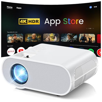4K Projector with WiFi and Bluetooth, 1500 ANSI Google TV Projector | Google TV, 4K Supported Video projector, Built-in Apps/Speakers, Outdoor/Indoor, Home Presentation Projector for iOS/Android - style: Google system