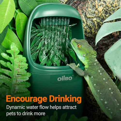 Reptile Water Dispenser, Automatic Drinking Fountain Water Flow Adjustable Reptile Tank Waterfall for Lizard Bearded Dragon Chameleon, Ultra Quiet Amphibians Insects Terrarium Water Dripper