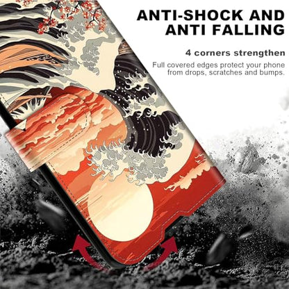 for Cricket Outlast 5G 2024 Wallet case with RFID Blocking Credit Card Holder Kickstand, Folio Flip PU Leather Shockproof Protective Cover for AT&T Motivate Pro 5G, Sea Wave - color: Sea Wave