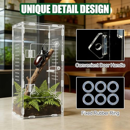 Acrylic Jumping Spider Enclosure, Reptile Terrarium Enclosure with Front Opening Door, 5.91×5.91×11.88 Inch Reptiles Habitat Tank Breeding Box for Tarantula Insect Snake Lizard - color: 5.91×5.91×11.8