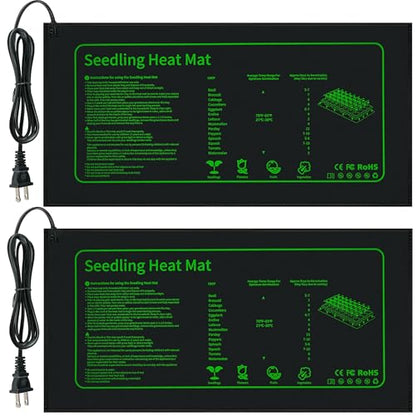 LOCONHA Seedling Heat Mat for Seed Starting, 10" x 20.75" Waterproof | Heating Pad for Indoor Plants Germination (Black 2 Pack) - color: Black 2 Pack