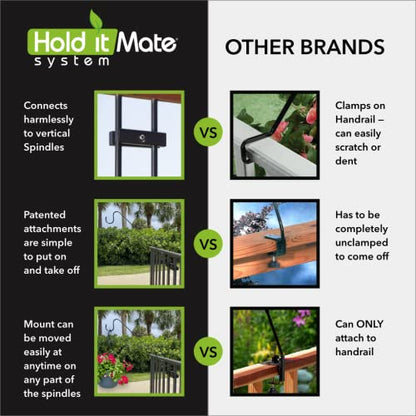 Long Hook Kits Ideal for Bird Feeders, Lighter Flower Baskets, Chimes, etc. for Vertical Spindled Deck Railings Only (34" Upright) Heavy Duty Hanger - size: (1) 34" Upright