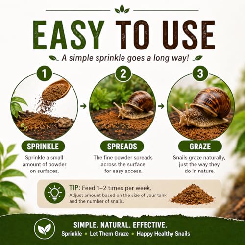 Snail Food Powder – BSFL Protein Sprinkle Feeding Powder for Land Snails & Small Invertebrates | Supports Shell Growth & Natural Grazing | 100% Black Soldier Fly Larvae