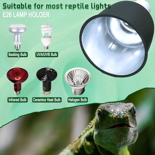 BNOSDM Reptile Light Fixture,5.5 Inch Deep Dome Reptiles Heat Lamp Fixture for UVB UVA Bulb,Heat Basking Bulb,Optical Reflection Heat Lamp Fixtures for Reptile Amphibian Tank Terrariums - size: 5.5 Inch Deep