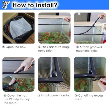 LZMZMQ Aquarium Anti-Jumping Net Cover Mesh, Terrarium Ventilation Opening Hood, Magnetic Fish Tanks Top Lid Protective Screen, Custom Size(L15.7 xW15.7) - size: L15.7"xW15.7"