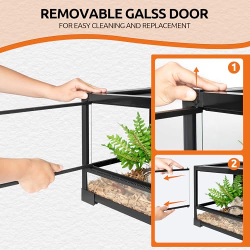 20 Gallon Tempered Glass Reptile Tank, 30" x 12" x 12" Reptile Terrarium with Sliding Door Top Screen Ventilation, Front Opening Reptile Enclosure for Lizard,Gecko,Chameleon - size: 30" x 12" x 12"