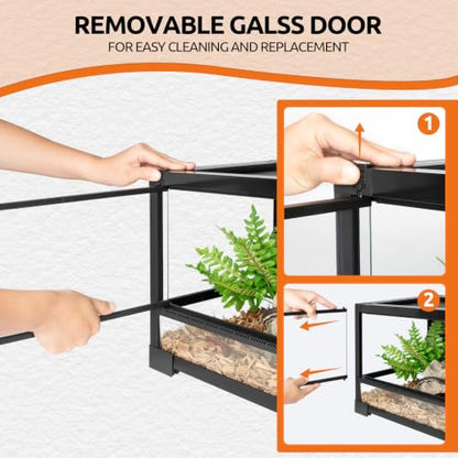 20 Gallon Tempered Glass Reptile Tank, 30" x 12" x 12" Reptile Terrarium with Sliding Door Top Screen Ventilation, Front Opening Reptile Enclosure for Lizard,Gecko,Chameleon - size: 30" x 12" x 12"