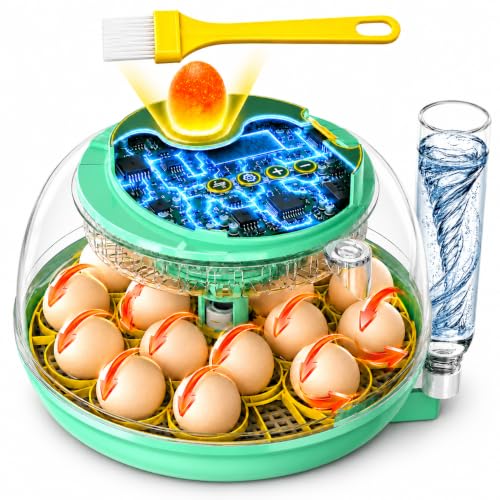18 Egg Incubator with Automatic Egg Turning and Humidity Control,Chicken Egg Incubator, Large View Incubator for Chicken Duck Quail Eggs, External Water Refill, Egg Candler