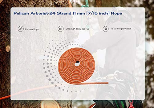 16-Strand 1/2 in (12.7 mm) Arborist-16™ Rope - 5400 lbs MBS - Static Climbing Rope - Rescue Operations - High Visibility - 120 ft - Tight Spliced Eye - Orange/White - Made in The USA - size: 120 ft - Tight Spliced Eye, style: Orange White