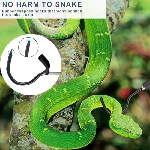 Snake Hook Heavy Duty, Snake Hook Retractable 35"-65" Catcher Hook for Rattlesnakes Ball Python Rattle Cobra Removal Non-Slip Foam Handle and Thickened Stainless Steel - size: 65inch