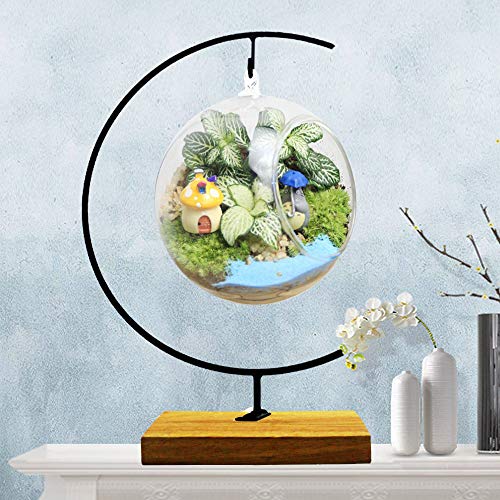 WAJJ Ornament Display Stand Ornament Stand Holder Iron Pothook Stand for Hanging Glass Terrarium (Wood)