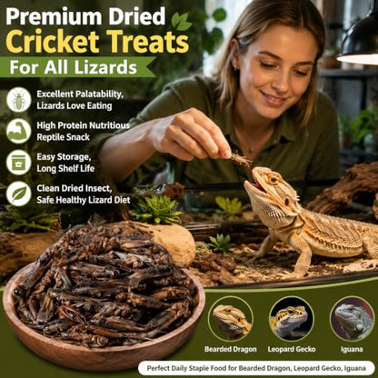 Freeze Dried Crickets – 4 Oz High Protein Freeze Dried Crickets, Food for Reptiles, Bearded Dragons, Lizards, Geckos, Birds, Fish,Hedgehogs, Bearded Dragon Food