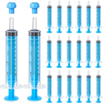 TrelaCo 20 Pack 10ml Oral Syringes with Cap for Liquid Plastic Syringe Without Needle Measuring Dispensing Tools Individually Sealed for Pets Feeding Lab Sample Injection(Blue) - size: Blue