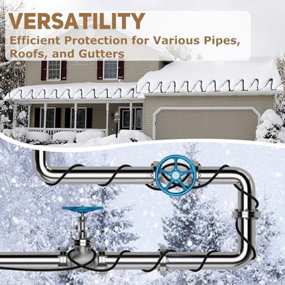 HEATIT JHSF1 Self-Regulating Heating Cable, Roof & Pipe Protection, 6FT | Pre-Assembled Heat Cable Prevents Roof Ice Dams and Pipe Freezing, Providing Automatic Winter Freeze Protection - color: 5W/FT, style: 6-Feet