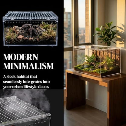 Small Tarantula Enclosure 8×6×4", Magnetic Escape-Proof Terrarium | Compact Clear PC Enclosure with Sliding Lid & 360° Viewing, Perfect for Isopods, Beetles & Small Tarantulas, Easy Setup - size: A-S(8x6x4in)