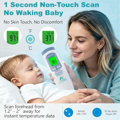 Non-Contact Forehead Thermometer, White Blue | For Kids and Adults, Baby Head Temporal Digital, Accurate Reading - color: White Blue