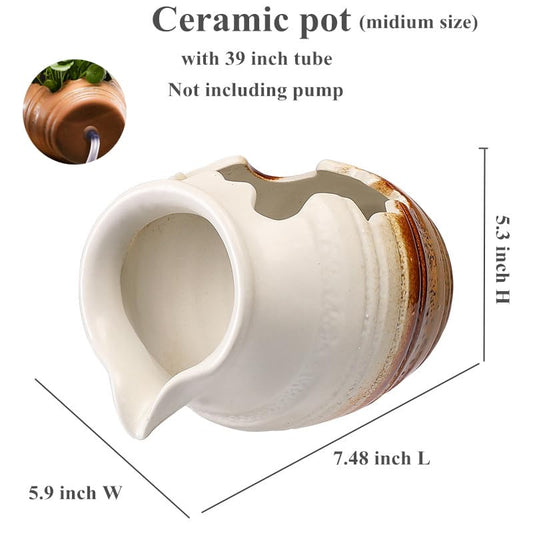 Outdoor Garden Fountain Spitter Pond Water Feature Pump DIY Ceramic Pot Decoration (7.4 inch Color 2) - color: 7.4 Inch Color 2