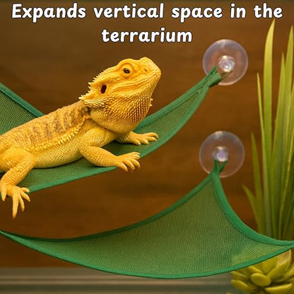 Bearded Dragon Reptile Hammock Enrichment Cage Accessories, Bearded Dragon Feeder Ball and Breathable Mesh Hammock, Lizard Hammocks Lounger Bed Rest and Feed Toy, Reptile Tank Accessories (Red) - color: Red