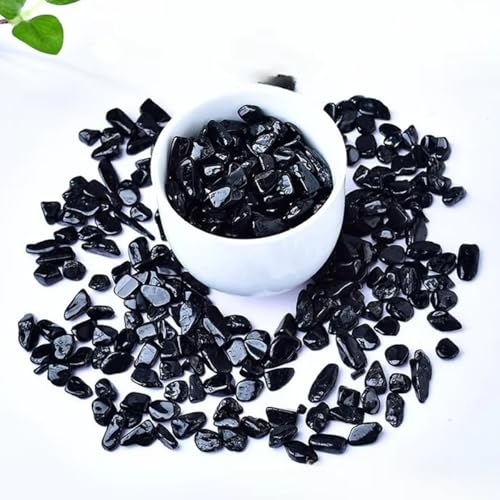 Erliway Black Tourmaline Crystal Chips Bulk for Vase Filler, 0.5 lb 7-9 mm | Natural Crushed Crystal Stone for Spell Jar, Aquarium Gravel, Reiki Healing Meditation, Jewelry Making, Resin Art, Home Décor - color: Black Tourmaline