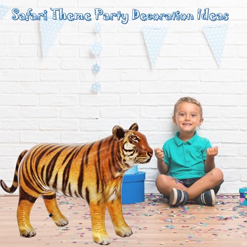 Jet Creations 40" Long Inflatable Tiger Toy, Orange-Yellow with Black Stripes, Realistic Jungle Animal Figure, Home Decor, Photo Prop, Thanksgiving Christmas Winter,Wildlife Safari Theme, 1 pc | Bold stripes, powerful stance and lifelike artwork capture t