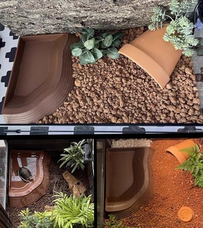 Turtle Water Dish with Ramp, Reptile Pool & Accessories | Turtle water dish with built-in ramp, soaking pool, and food bowl. Pet-safe resin, non-slip base, easy to clean for reptiles.