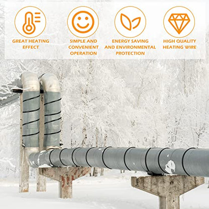 Kingdder 18 Ft (6FT~48FT) Heat Tape for Water Pipes Thermostat Self Regulating Heating Cable with Power Indicator Plug Built-in, Heavy Duty Heating Cable for Pipe Freeze Protection, 120V 8W/ft - size: 18 Ft