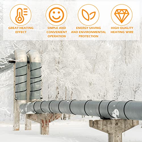 Kingdder 48 Ft (6FT~48FT) Heat Tape for Water Pipes Thermostat Self Regulating Heating Cable with Power Indicator Plug Built-in, Heavy Duty Heating Cable for Pipe Freeze Protection, 120V 8W/ft - size: 48 Ft