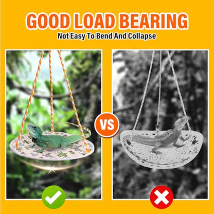Lizard Swing Hammock, 15.7 * 9.8 Inch Reptile Hammock Climbing Hanging Bed for Bearded Dragon, Lizard, Gecko, Snake (Green Cactus) - color: Green Cactus