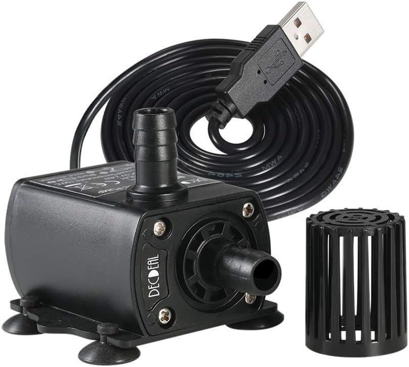 Decdeal Submersible Water Pump Aquarium Fountain DC 5V 4.8W 300L/H Lift | with Flow Adjustment Function and USB Interface