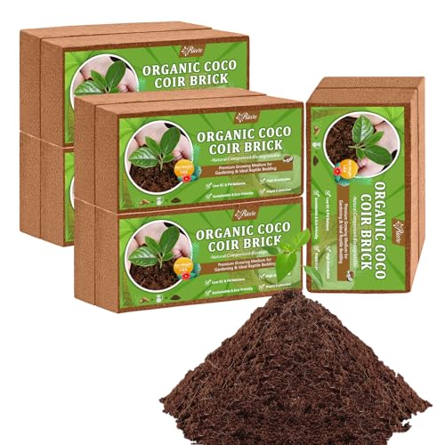 Riare 10pcs Organic Coco Coir Bricks, Natural Coconut Coir for Plants | High Expansion & Moisture Retention Coconut Husk Fiber for Seed Starting, Potting Mix, Composting, Soil Amendment & Reptiles - color: Pack of 10