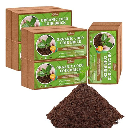 Riare 10pcs Organic Coco Coir Bricks, Natural Coconut Coir for Plants | High Expansion & Moisture Retention Coconut Husk Fiber for Seed Starting, Potting Mix, Composting, Soil Amendment & Reptiles - color: Pack of 10