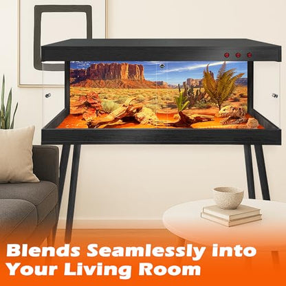 ROYXEN Reptile Tank 81 Gallon, Bearded Dragon Tank with Leg Stand, Tempered Glass Reptile Enclosure, Lizard Tank for Chameleon,Lizard Habitat (Black,48 Length Inch) - color: Black, size: 48"x20"x19.5"