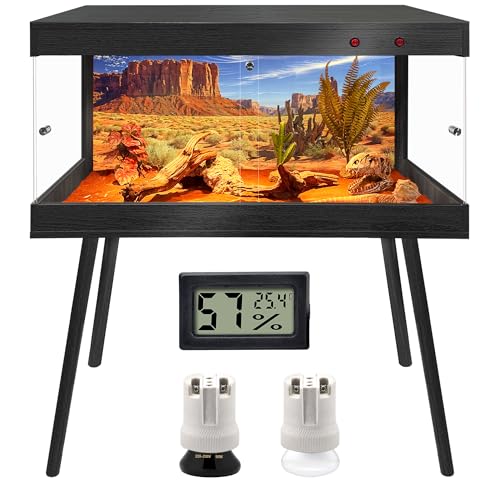 ROYXEN Reptile Tank 34 Gallon, Bearded Dragon Tank with Leg Stand, Tempered Glass Reptile Enclosure, Lizard Tank for Chameleon, Lizard Habitat (Black, 32 Length Inch) - color: Black, size: 32"x16"x15.5"