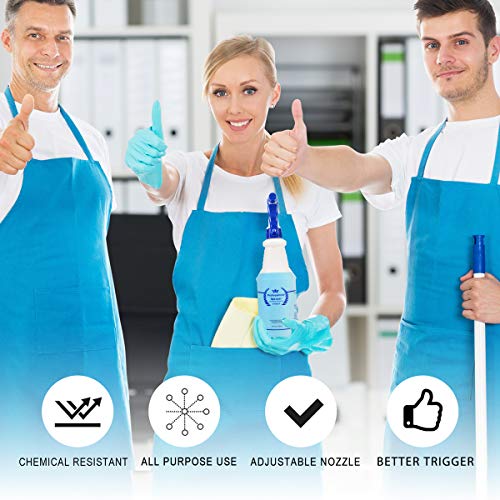 Plastic Spray Bottles 2 Pack, 32 Oz, Heavy Duty Sprayer, All-Purpose, Blue | Chemical Resistant, Mist & Stream, Leak-Proof, Better Trigger, Measurements, for Cleaning Solutions, Planting, Car Detailing - color: Blue