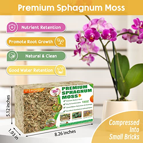 10OZ Sphagnum Moss for Plants - 12QT Natural Long Fibers Orchid Moss | Moisture Retention & Drainage Balance, Plant Moss for Orchids, Succulents, Carnivorous, Ferns, Reptile Bedding & Terrariums - size: 12 QT(10 oz)